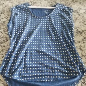 Blue with gold polka dot tee
